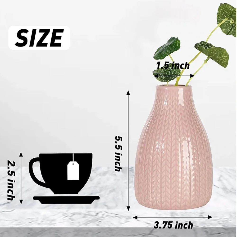 Set of 3 Decorative Ceramic Vases Pink Green White